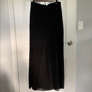 BCBG black skirted trouser.  Sheer overlay